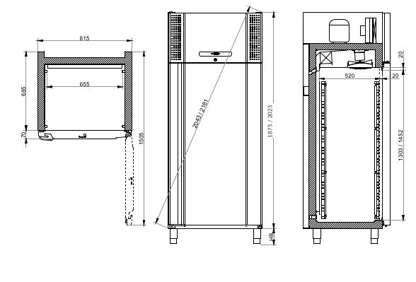 Afmetingen Gram BioBlood BR600W bloedkoelkast met glasdeur