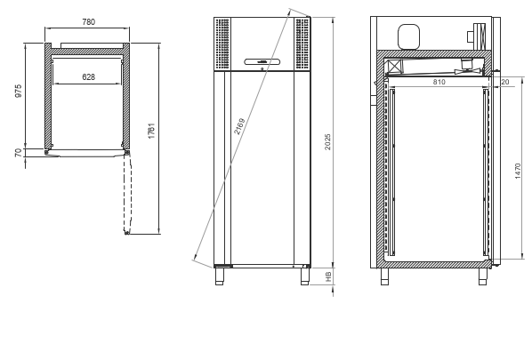 Afmetingen Gram BioBlood BR930 bloedkoelkast met glasdeur