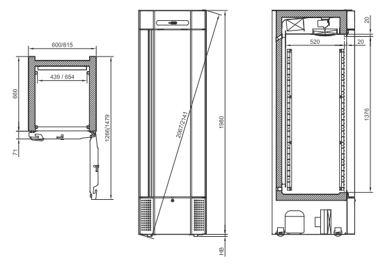 Afmetingen Gram BioBlood PF425 bloedplasma vrieskast