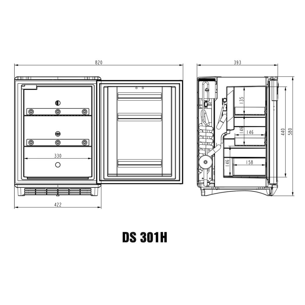 Dometic DS 301H - Afmetingen