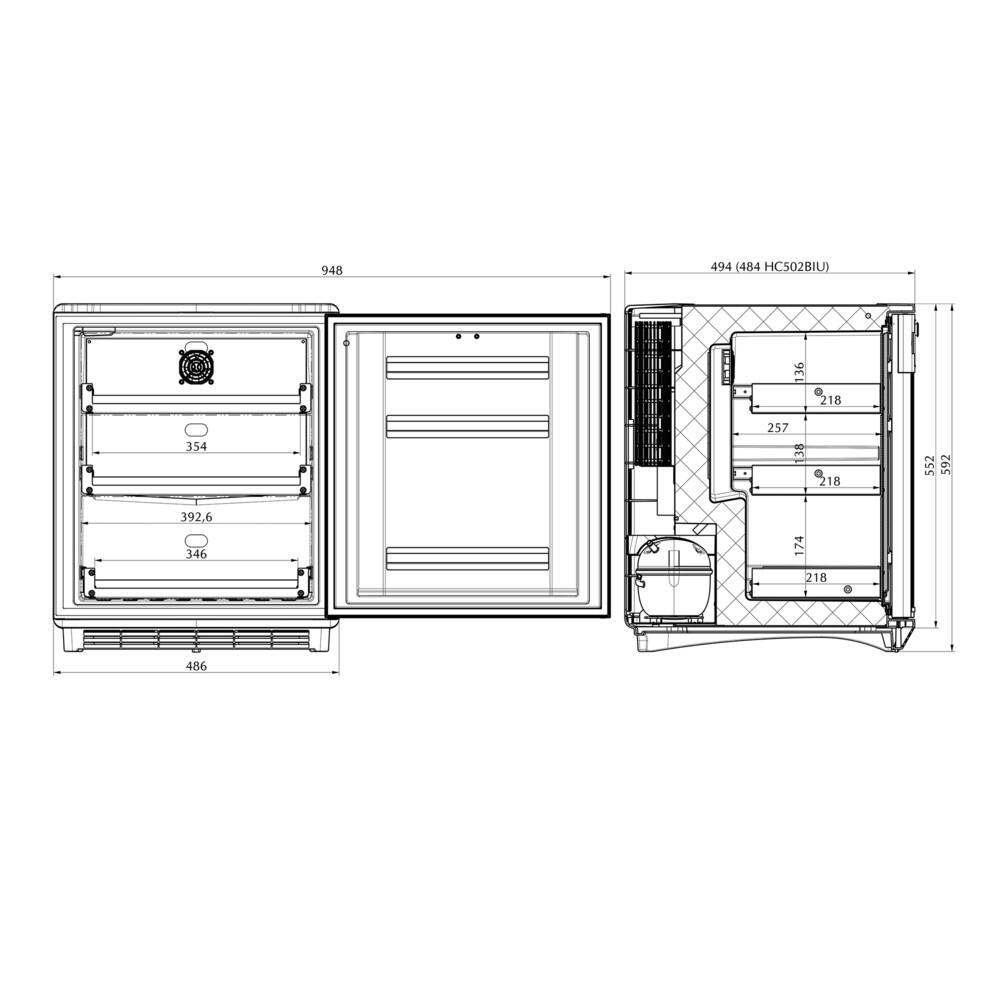 Technische tekening Dometic HC 502FS