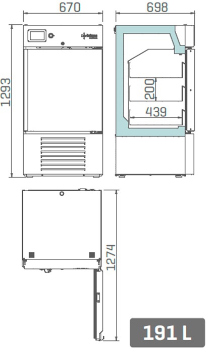 Infrico medcare BBMD17G - Afmetingen