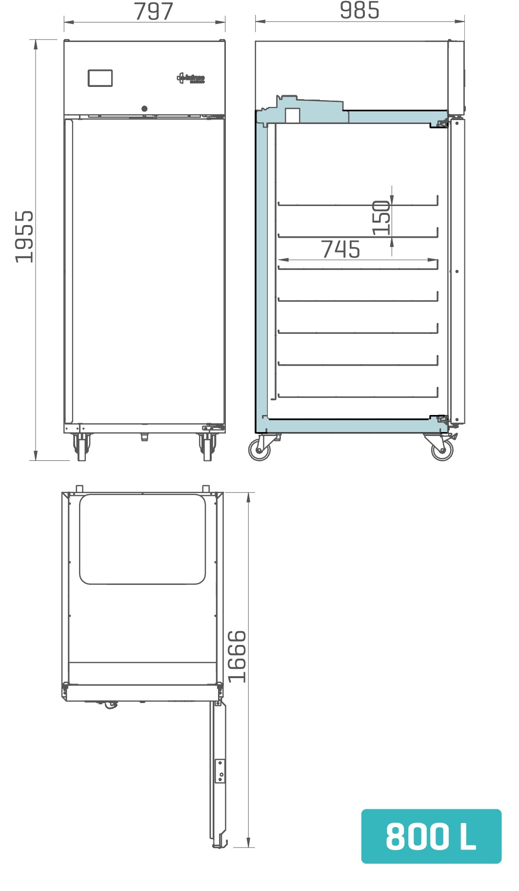 Infrico medcare LTR80GD - Afmetingen