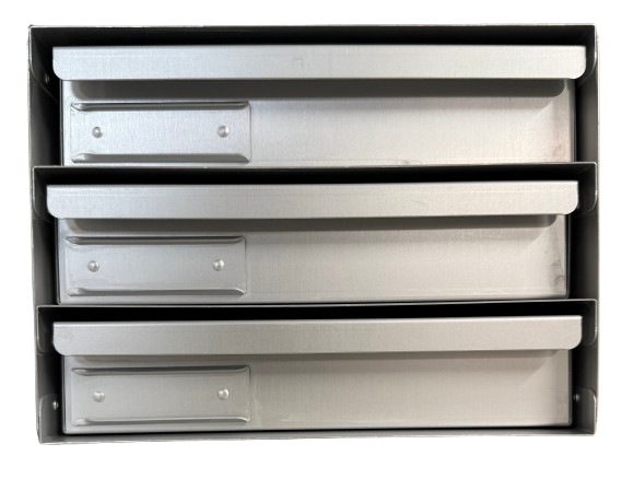 Aluminium opslagrek met 3 laatjes B 240 x D 560 x H 175 mm