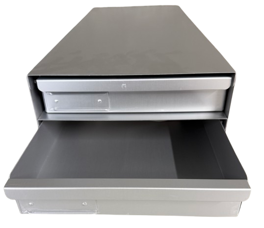 Aluminium opslagrek met 3 laatjes B 240 x D 560 x H 175 mm