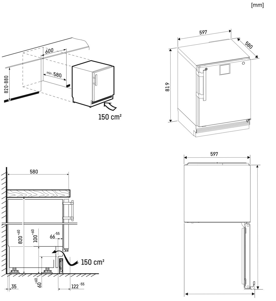 Liebherr SFUsg 1001 - Afmetingen