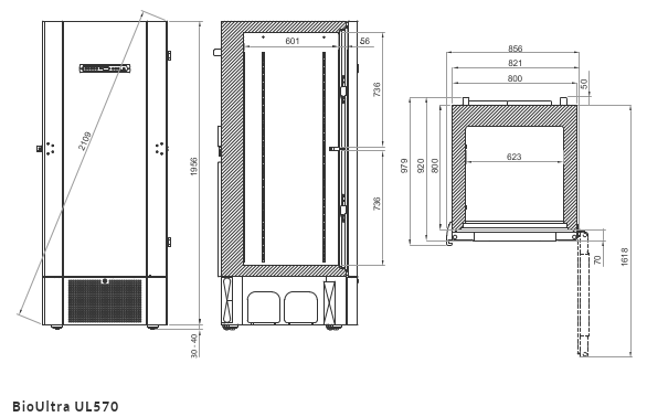 Afmetingen Gram BioUltra UL570 -80°C vrieskast