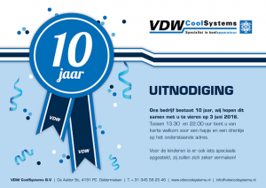 Uitnodiging VDW CoolSystems 10 jaar